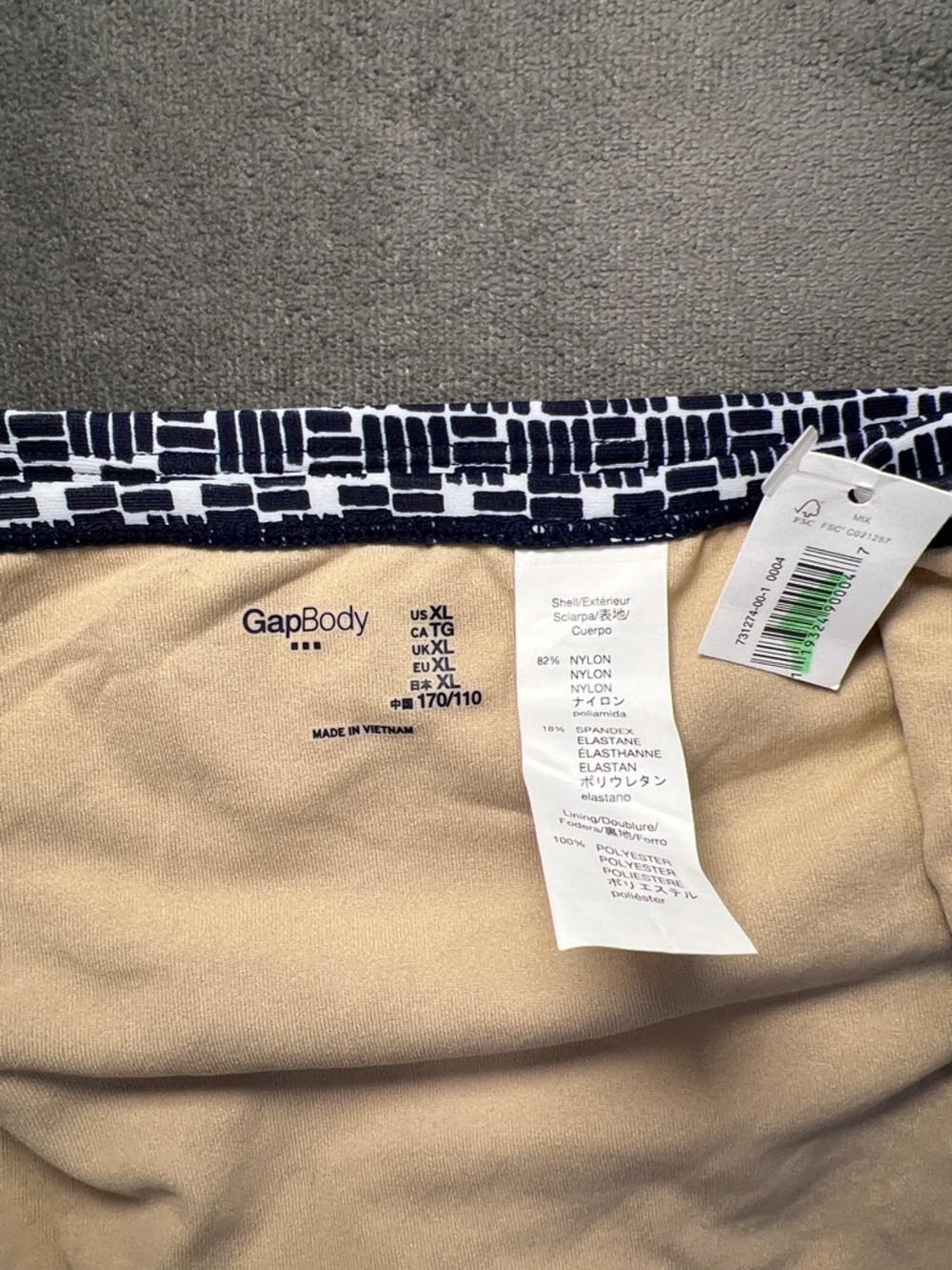 GapBody Navy Geo-Print Rouched Bikini Bottom XL - Picture 7 of 9
